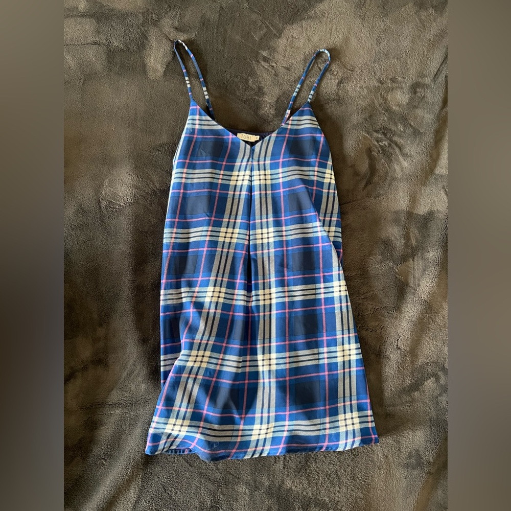 TOBI plaid babydoll mini dress Small